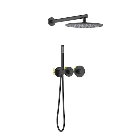 Kibi Circular 2 Function Thermostatic Shower System With Rough In Valve- Matte Black KSF410MB